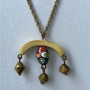 Rare Vintage Necklace with Milefiori Murano Glass Bead
